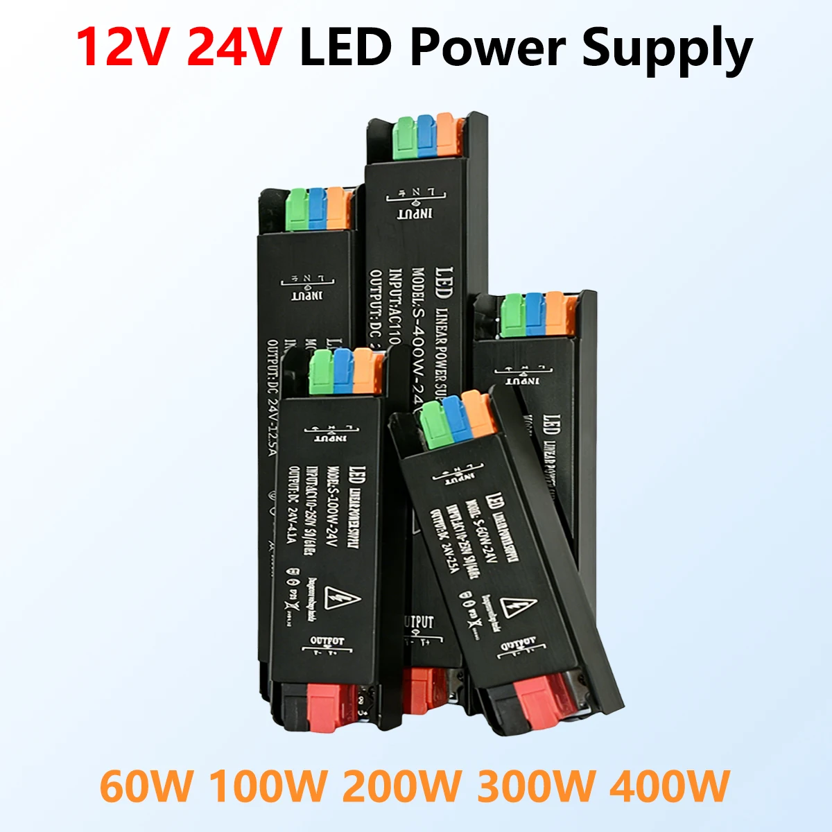 

LED Power Supply 12V 24V Transformer AC 220V TO DC 12V 24V Power Supply 60W 100W 200W 300W 400W LED Driver For LED Lights Lamp