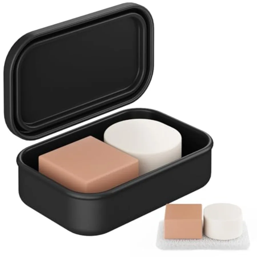 

Solid Shampoo Bar Holder, Large Leakproof Travel Soap Case, Silicone Soap Box with Draining Layer, Enhanced Soap Container, Sui