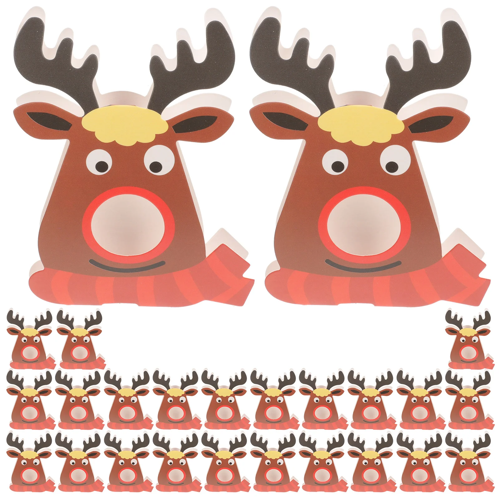 25pcs Christmas Elk Pattern Lollipop Paper Cards Party Packaging Decoration Cards Deer DIY Message Cards Red