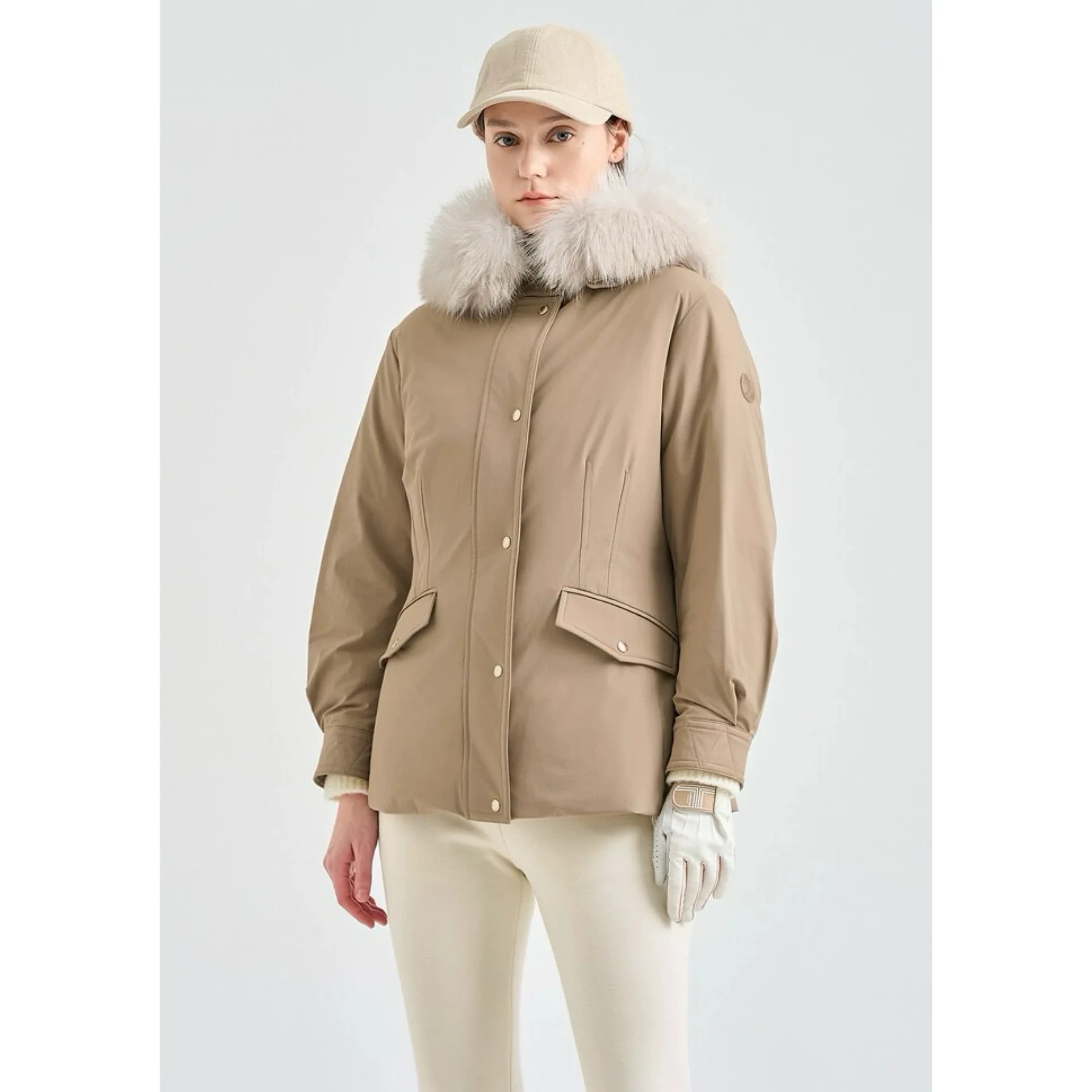 Casaco Parka de penas de ganso de inverno LAN25 com gola de pele real destacável e capuz longo Sve Commute Sle Single Bu...