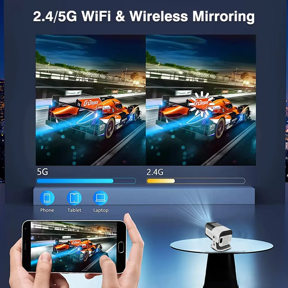 جهاز عرض HY320MINI 8K Android 13 أصلي 720P/1080P 390ANSI Dual Wifi6 BT5.2 1920*720P Projetor محمول للسينما ترقية HY30