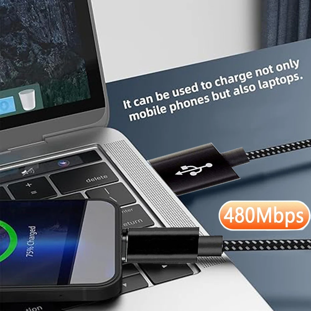 كابل USB A إلى النوع C مزامنة التاريخ 3A شحن سريع من النايلون المضفر كابل شاحن للهاتف المحمول Samsung Huawei Android Typec #6