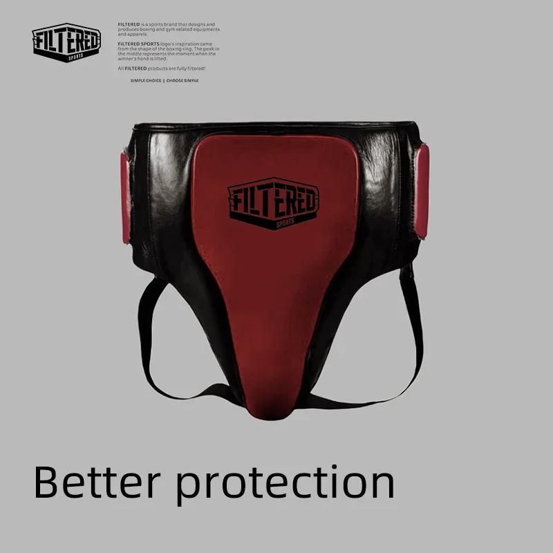 FILTERED SPORTS High-Density Elastic Sports Groin Guard for Men and Women - Adjustable Straps Durable Faux Leather Boxing GP01