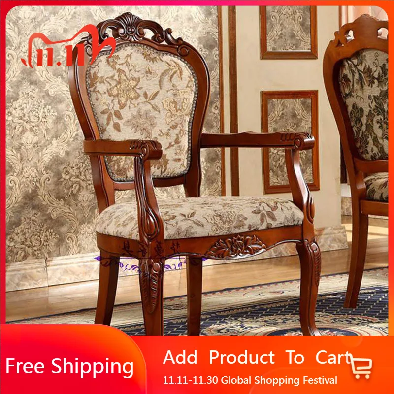 البلاد الأمريكية الطعام كرسي الصلبة الخشب منحوتة النسيج كرسي غرفة الطعام الطعام كرسي الظلام الأوروبي لينة كرسي غرفة الأثاث #1