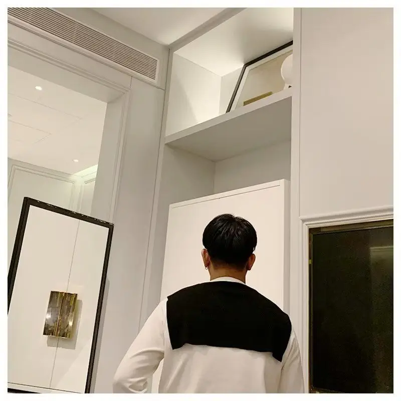 

Briti Gentleman Color Blo вязаный свитер мужской искусственный двухсекционный шил зимний ультрамягкий полиэфирное волокно волшебная лента с застежкой