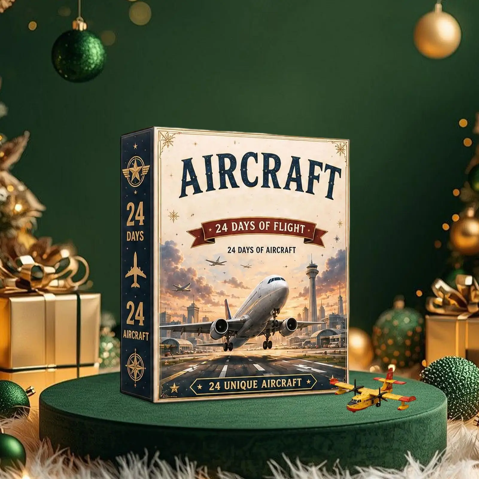 2D Acrylic Airplane Christmas Advent Calendar Christmas Tree Ornament Plane Design with Hanging String 24 Days Countdown Gift