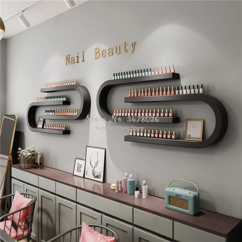 Nail Polish Organizer Metal Storage Shelf Display Rack Nail Salon Cosmetics Wall Shelf Wall Hanging