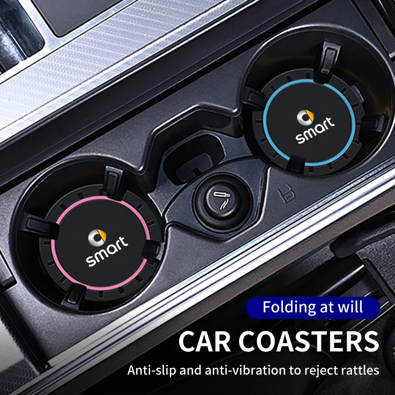 

2Pcs Car Silicone Coaster Anti-slip Water Cup Drink Mat For Smart Fortwo Crossblade ROADSTER 451 450 453 EQ Forfour Coupe Cabrio