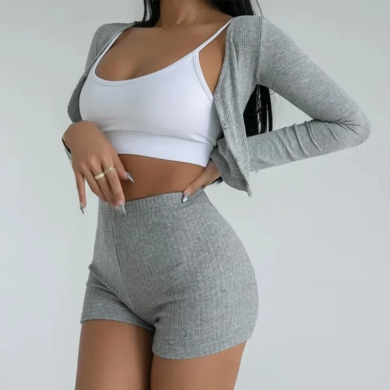 kecolife Women High Waist Yoga A-line Shorts Thin Knit Sports Shorts For Women Casual Running Slim Bodycon Trousers 2025 Summer
