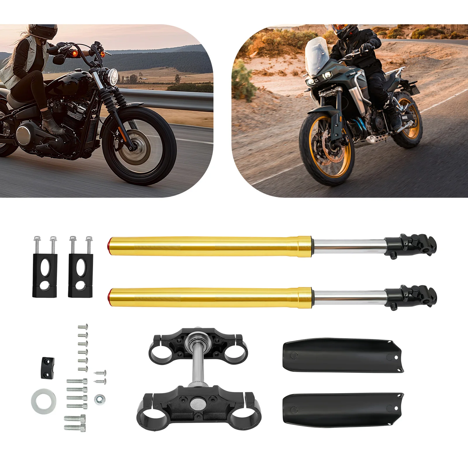 

29" Pair Front Forks Set,45/48mm Triple Tree Clamps Front Forks Shock,Mini Bike Front Fork Shock Absorber,For Dirt Pit Bike TTR
