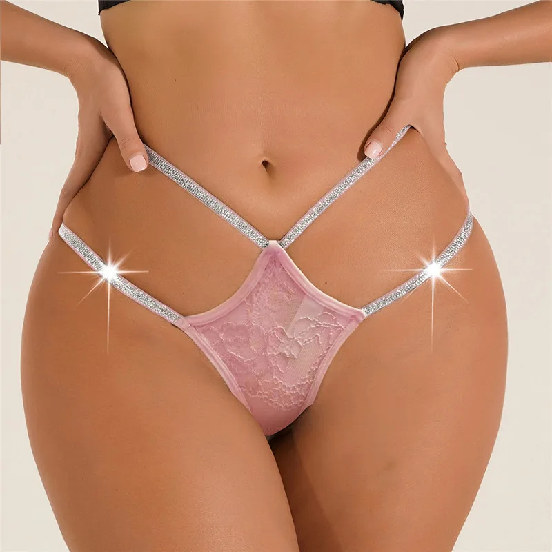 Sexy Lace Transparent Panties for Women Double Strap Low Waist Thong Breathable G-string Underwear Harajuku Intimate Lingerie