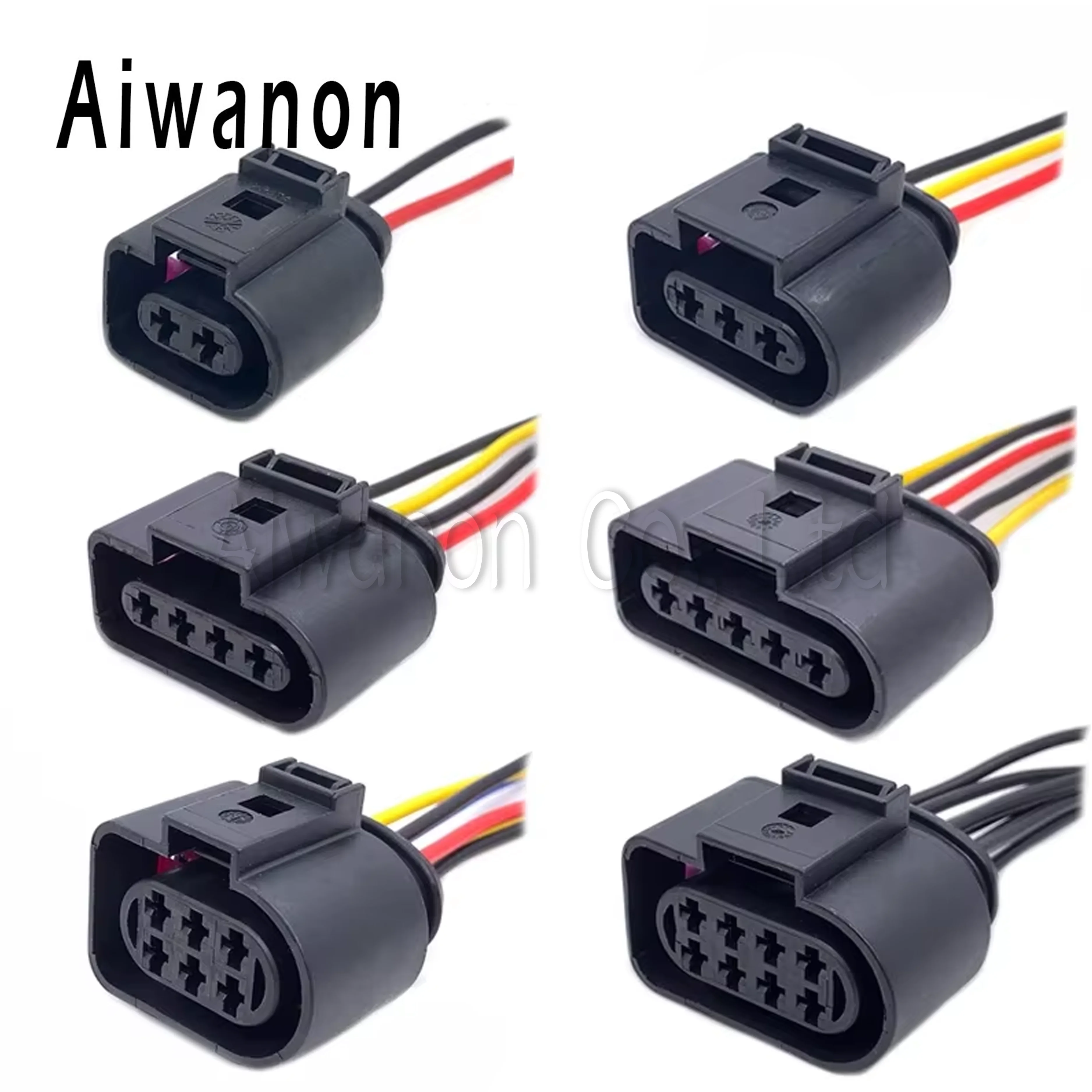 1 Set 2 3 4 5 6 8 10 Pin 3.5mm Auto Ignition Coil Horn Sensor Electrical Connectors Female Wire Harness Plug 1J0973722