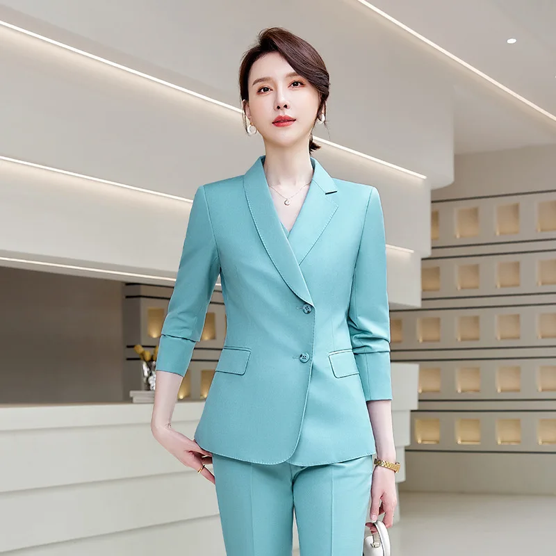 High Quality Fabric Formal Pantsuits Women Business Work Wear Professional OL Styles Female Blazers Trousers Sets Plus Size 6XL