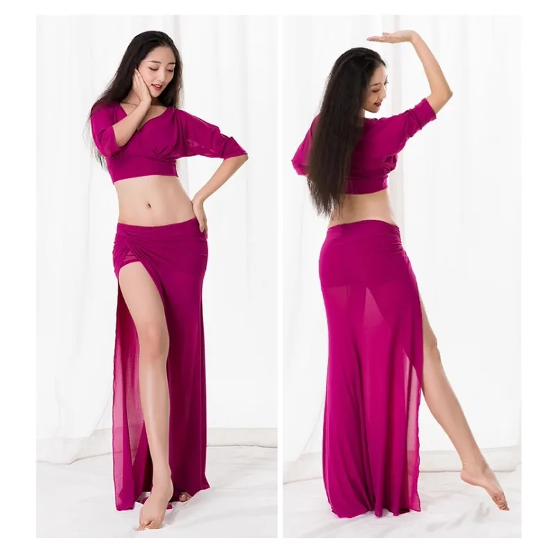 Customized Belly Dance Costume Oriental Dance Wear Practice Dress Set Starry Sky Water Yarn Performance Costume Team Dress