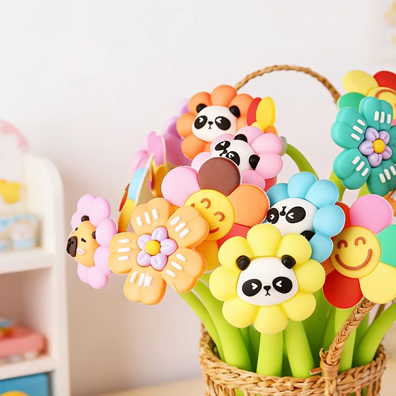 12 Pcs Assorted Random Shake Flower Gel Pens, Fun Relax Unique Shape Smooth Writing, Comfortable Grip  Suitable for Office