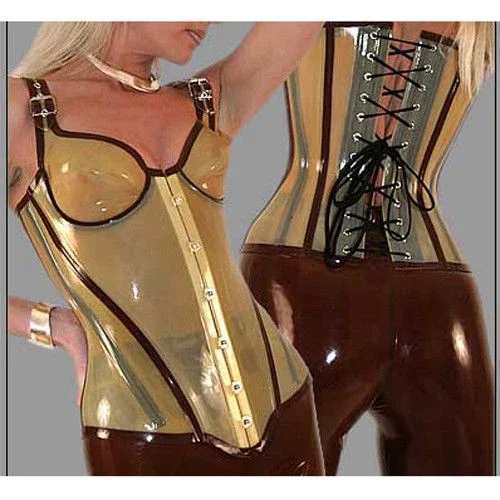 

100% New Latex Rubber Women Body Transparent Waist Clip Suit Size XS-XXLhalloween party