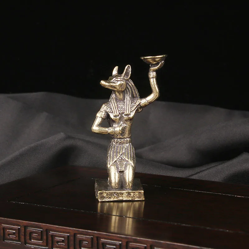 Brass Ancient Egyptian Anubis Bronze Statue Desktop Ornament Sandalwood Creative Incense Holder Candlestick Crafts Figurine