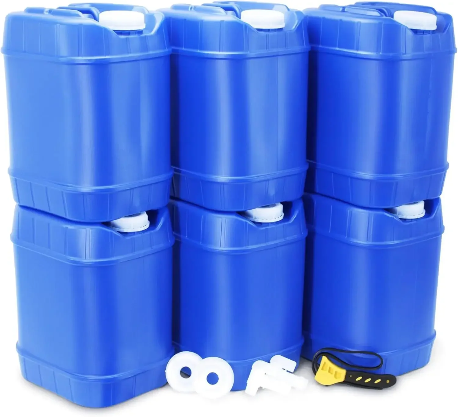 Legacy Food Storage Emergency Water Storage Containers, Long Term 5 Gallon Water Tank - 6 Stackable Food Grade Tanks Included, f