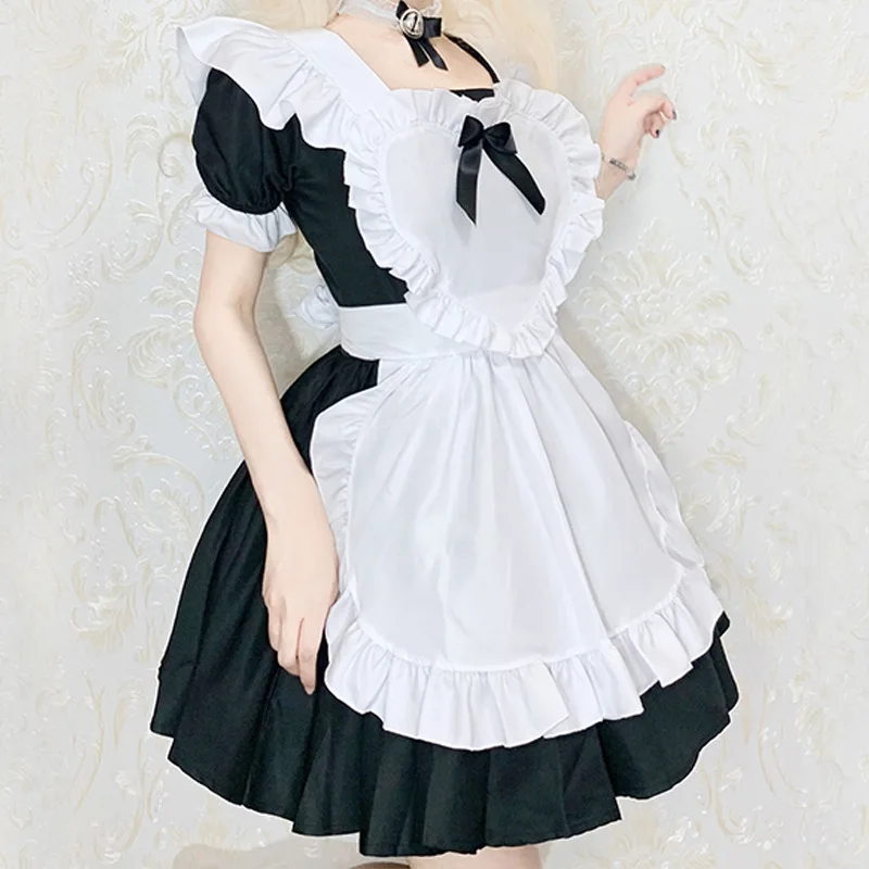 Vestido de empregada anime para mulheres, vestido de empregada Lolita, rosa e branco, Alice japonesa, irmã macia, grande cena