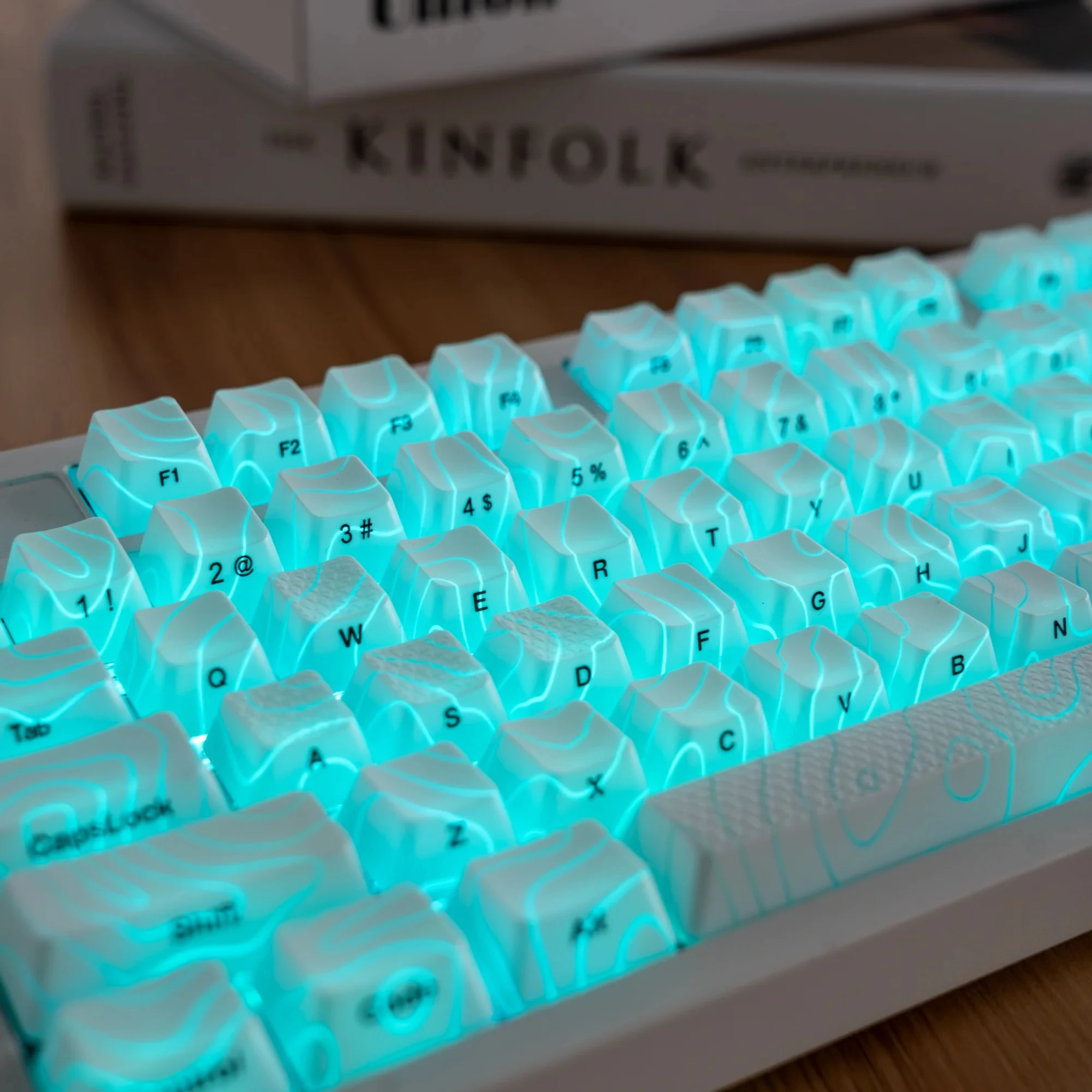 XVX Topographic New Version IMD-Tech Keys Keycaps 61 Keycaps OEM Profile Pattern Shine-Through PC Cool Gifts for Gaming