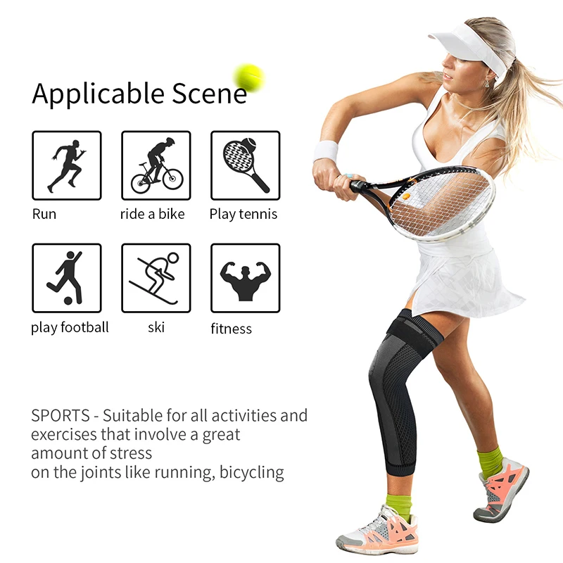 Compression Knee Pads Lengthen Knee Joint Calf Protector With Adjustable Straps Fitness Volleyball Handball Sports Gym Kneepad