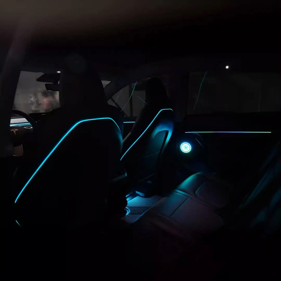 NewSJC Car Ambient Light Atmosphere Auto Interior Lighting Premium 64colors Symphony Led for Tesla Model 3/Model Y 2021-2023