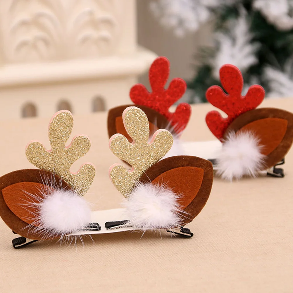 

6 шт., заколки для волос с рогами золотого порошка, рождественский головной убор, очаровательные аксессуары для головы, детский подарок, украшение для вечеринки, праздничная заколка для волос