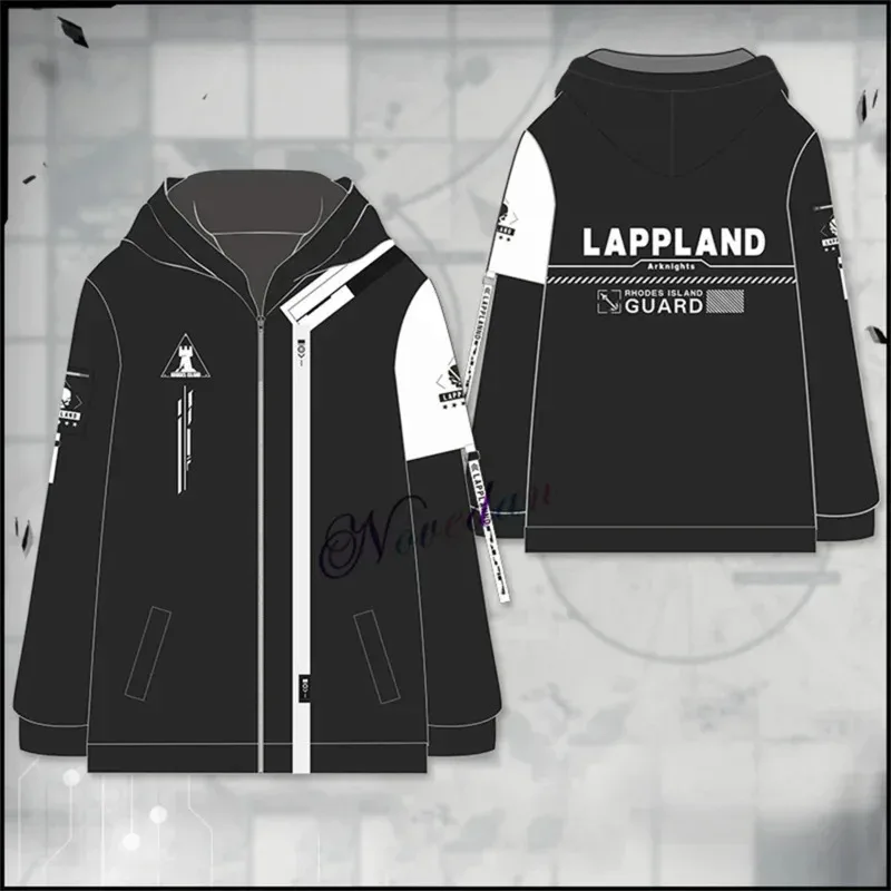 DY20Game Arknights Rhodes Island cremallera Sudadera con capucha Anime Guard Lappland Cosplay chaqueta abrigo largo Harajuku Streetwear abrigos y chaqueta