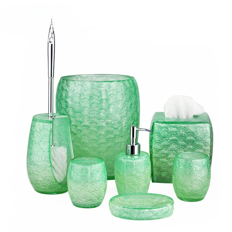 

Toilet Accessories Green Decorations Home Soap Dispenser Bathroom Accessories Set 6 Piece With Pattern