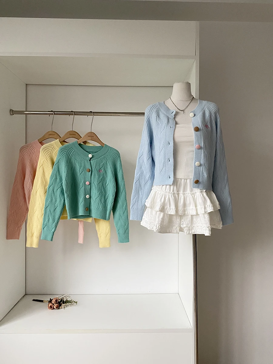 

2025 Autumn New Sle Loose Fit Long Sve round Ne Button Knitted Sweater Women's Comfortable Slimming Top Korean Sle