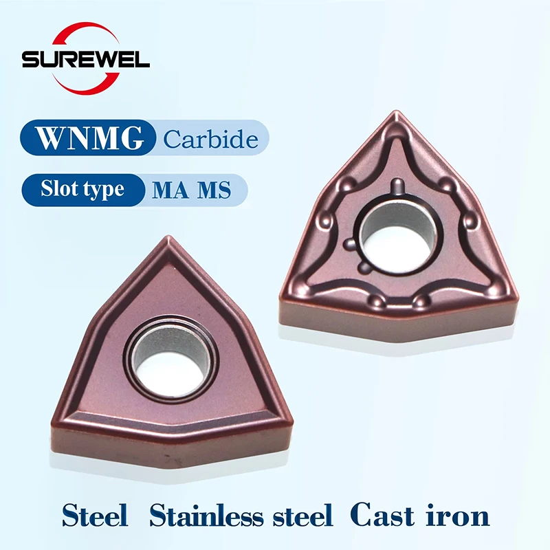 WNMG080404-MA WNMG080408-MA WNMG080412-MA MS TM EM เครื่องกลึงเครื่องมือกลึงภายนอกคาร์ไบด์แทรกสําหรับเหล็กและสแตนเลส