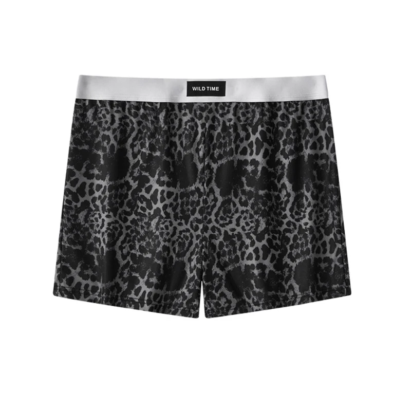Leopard Printed Ice Silk Men's Underwear Thin Breathable Man Panties Boxer Shorts Loose Quick Drying Youth Home Wear Arrow Pants