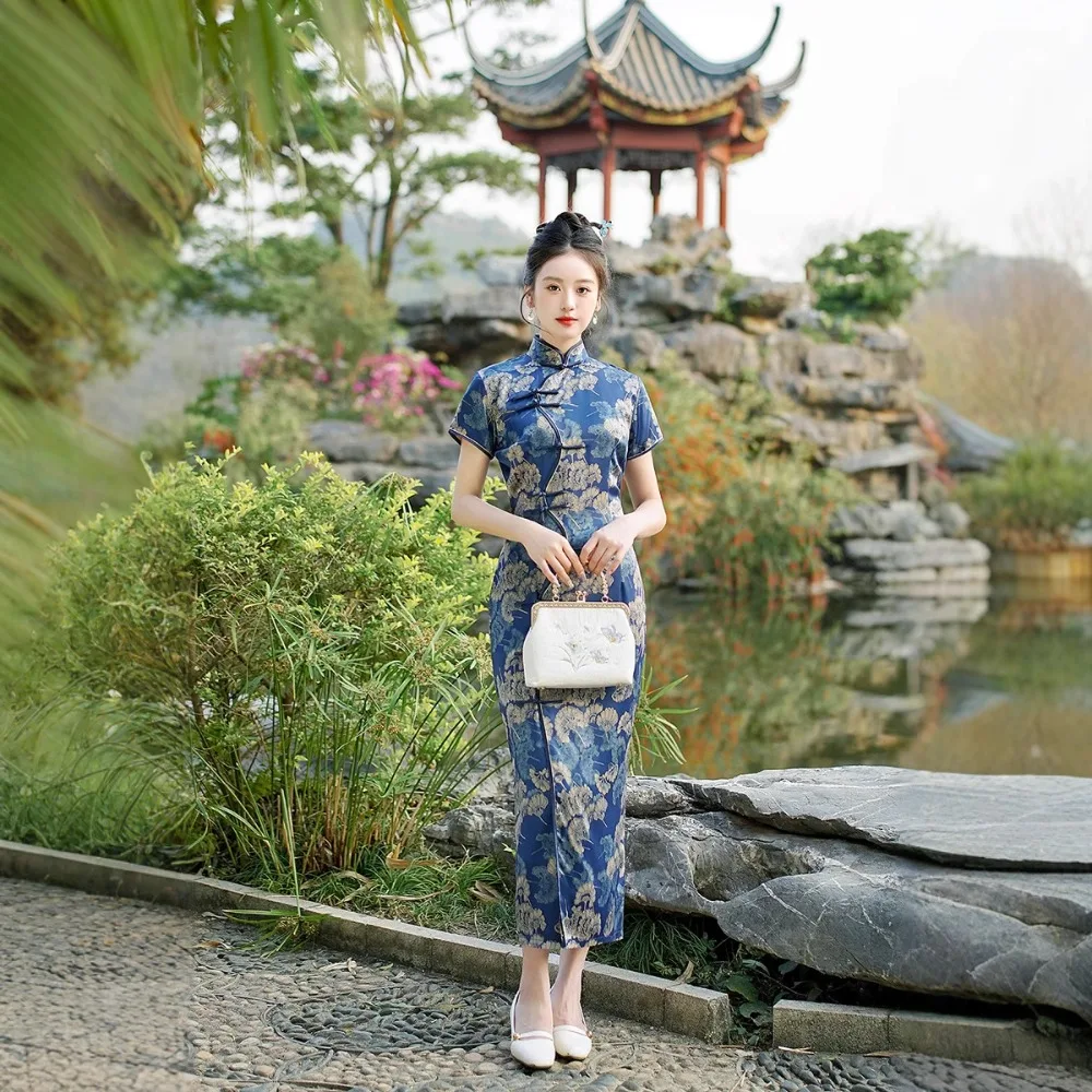 فستان صيني تشيباو نمط عرقي ملابس الشارع الشهير ملابس حريمي عتيقة ملابس عتيقة أزياء تنكرية للحفلات المسرحية شيونغسام