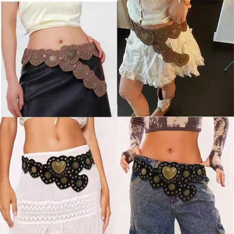 American retro waistband women's new INS punk style decoration Korean denim belt all-matching fashion