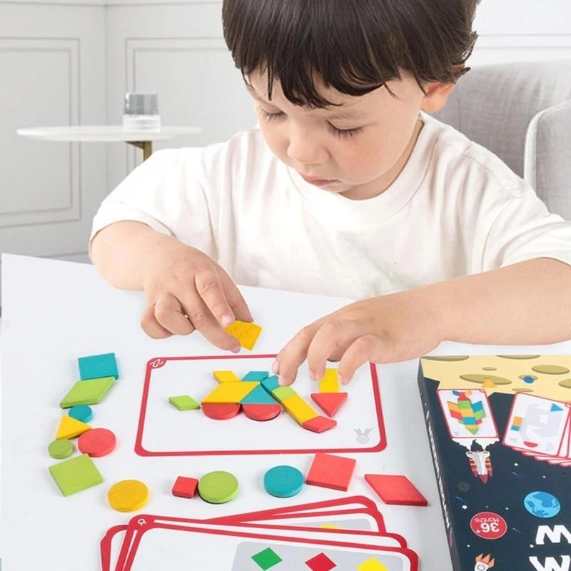 Juguete madera, regalos educativos, rompecabezas magnético Tangram, juego vástago juguete 15UB