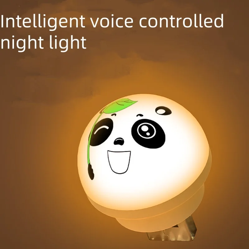 

USB voice controlled LED night light cartoon expression panda mini portable night light eye protection reading desk lamp bedroom