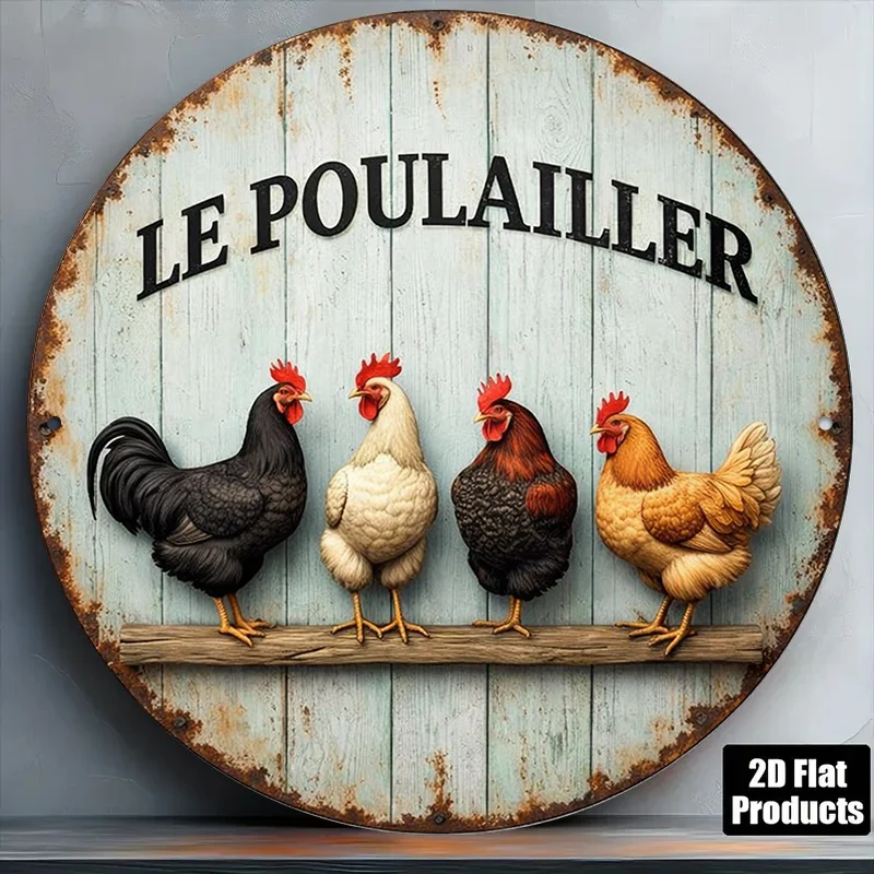 2D Flat - 1pc 8*8In/20X20Cm 2D Flat Round Sign, Vintage Plaque about 