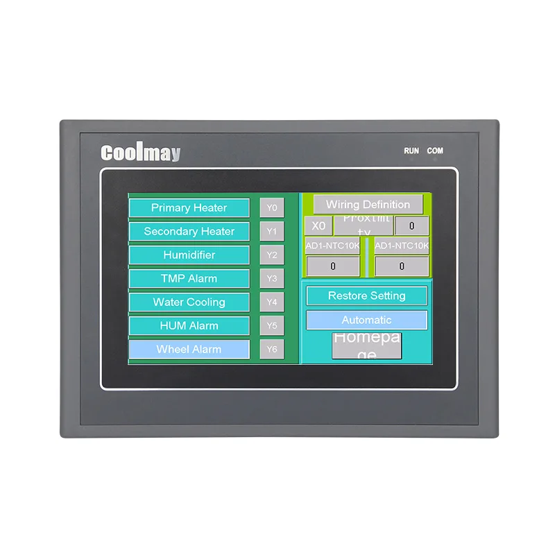 Coolmay HMI PLC Integrated Controller 7 Inch Touch Panel DC24V Transistor Output Digital I/O 30DI 30DO Controller