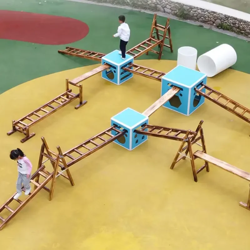 Outdoor Wooden Playground Children Sensory Play Balance Gym Training Equipment for Preschool Kindergarten