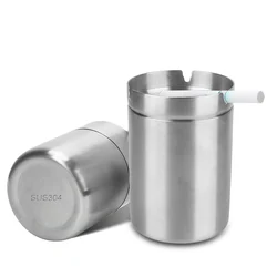 Creative With Lid Windproof Car Ashtray Detachable Smoke Tobacco Ash Holder Container Stainless Steel Ashtray