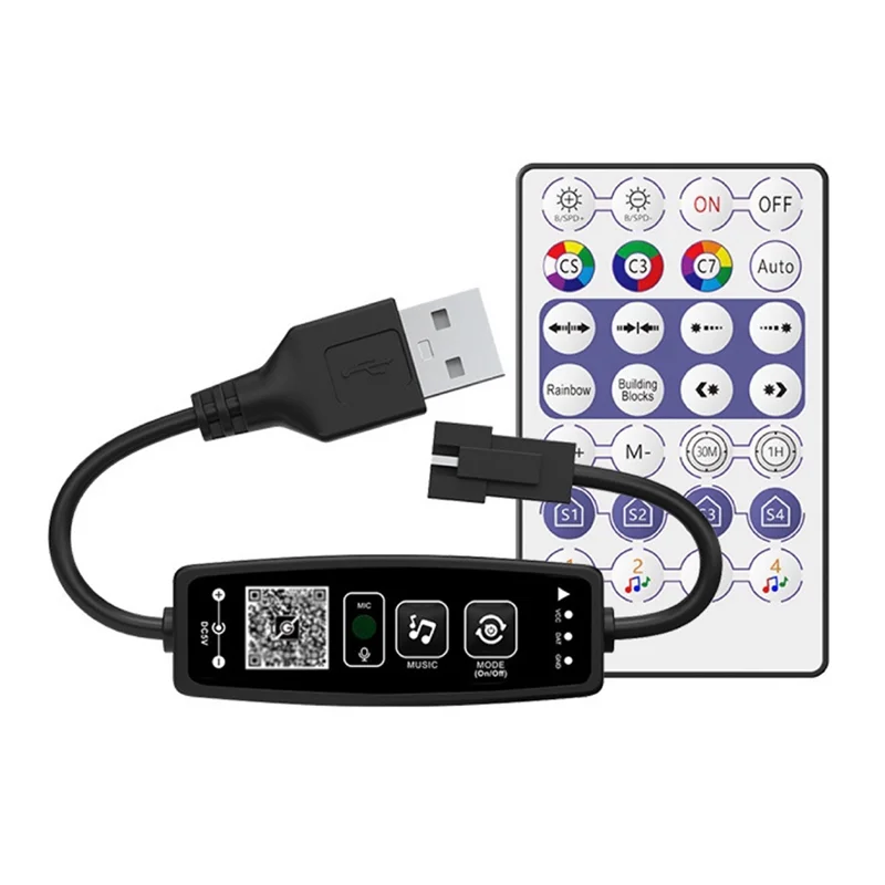 LICE-WS2811 WS2812B Controller LED Musica Bluetooth 28 tasti Telecomando per striscia RGB indirizzabile individuale