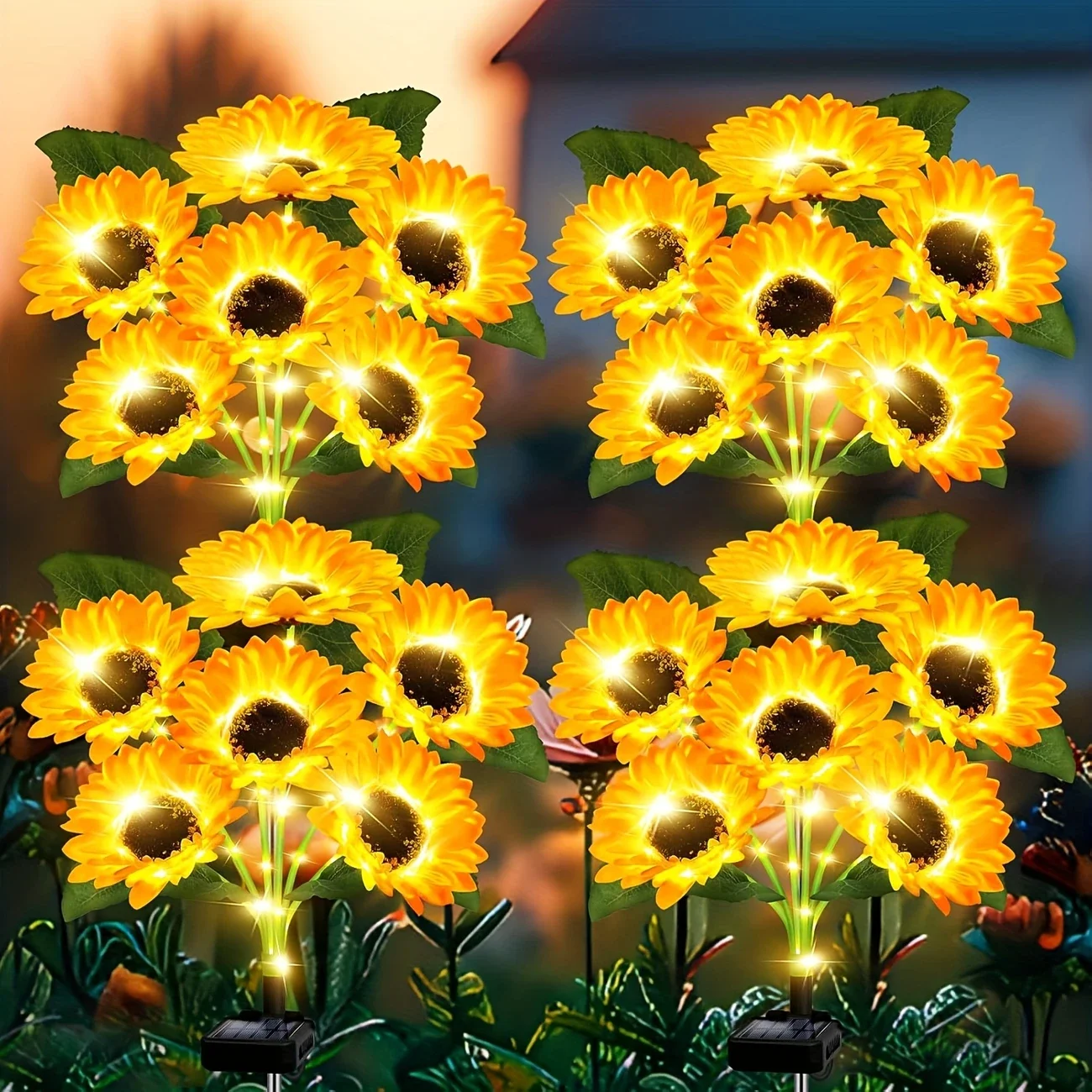 NEWEST 6/3/1Head Solar Simulation Sunflower with Luminous Pole LED Lights Garden Yard Lawn Night Lights Landscape Decor Lamp