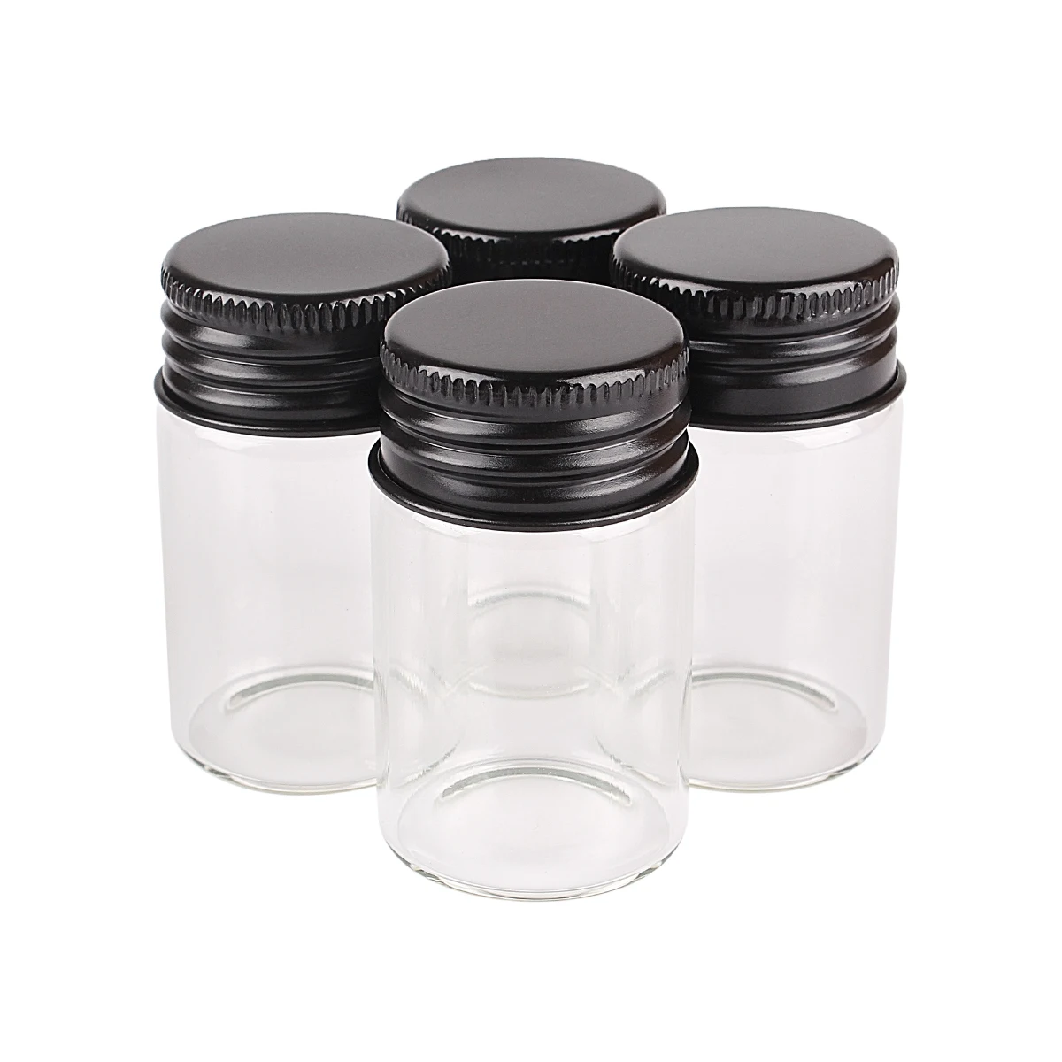 5pcs 20ml 30*50mm Glass Jars with Black Aluminum Caps Potion bottles Glass bottle Glass vessels for Art Craft