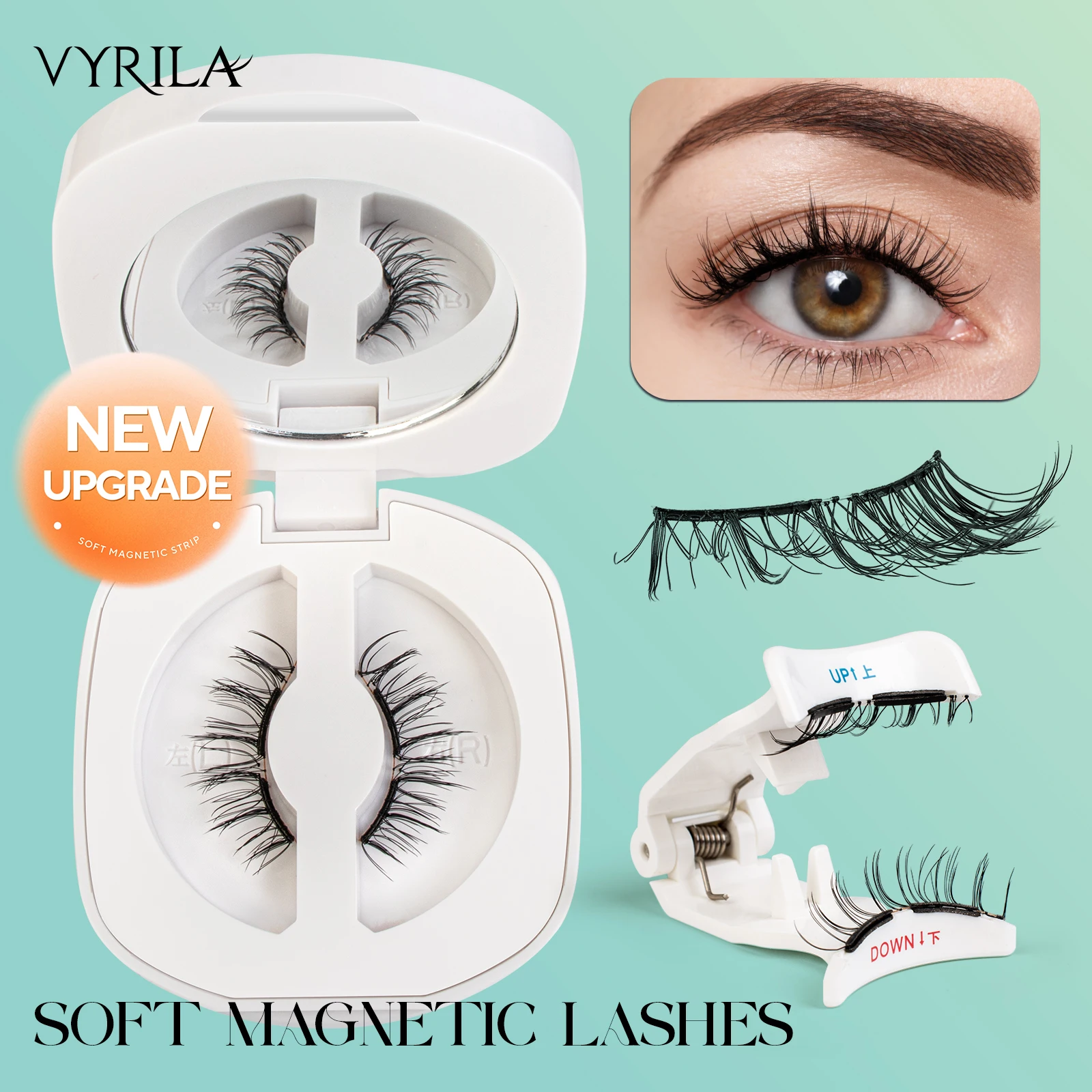VYRILA Soft Magnetic Eyelashes with Applicator Reusable Magnetic Lashes Kit No Glue Needed Eyelashes Easy to Wear and Remove