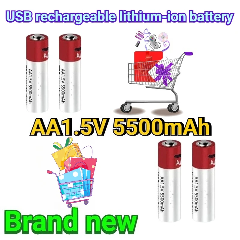 

Совершенно новая литий-ионная аккумуляторная батарея USB 1,5 В AA 5500 мАч