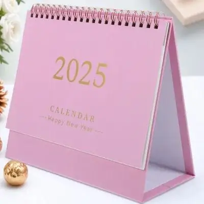 

English Version Desk Calendar Thick Paper Desktop Standing Calendar Office Supply Minimalist Portable Monthly Date Display 2024