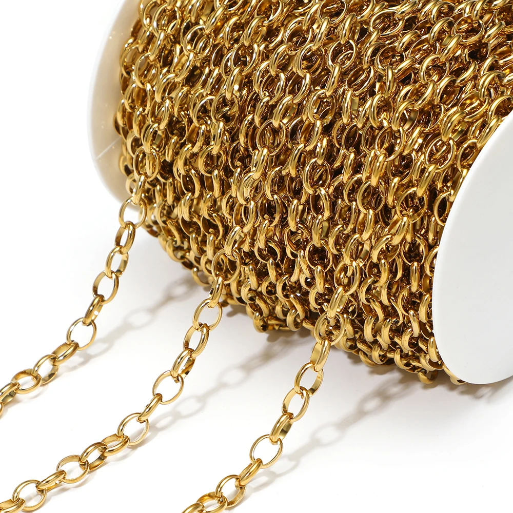 

1 Meter Stainless Steel 18K Gold Plated BL Oval Chains Link Chains for DIY Jewelry Necklace Bracelet Clothing Making Accessories