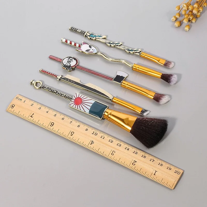 5pcs Demon Slayer Peripheral Makeup Brush Tool Set Beauty Makeup Brush Blush Foundation Eye Shadow Highlighter Beauty Female