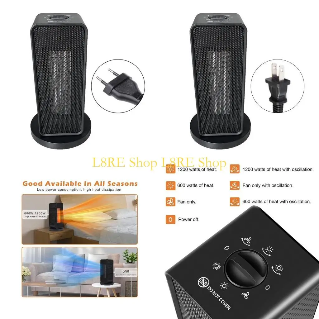 

L8RE Fashion Electric Heater PTC Small Mini Heaters Indoor Use Space Heater Tip Overheats Protections for Office Room