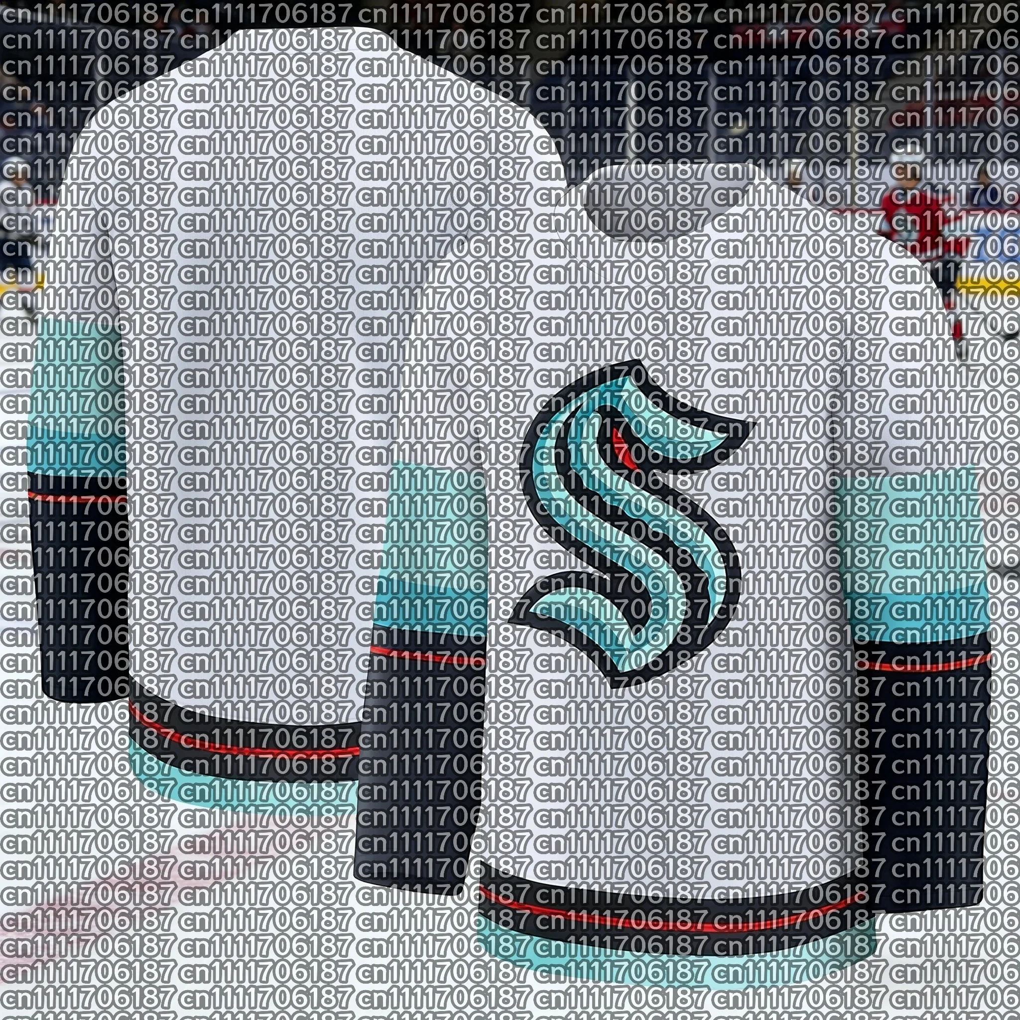 2026 Best-selling Men's Sea Monster Ice Hockey Training White Jersey Sports Quick Drying 3D Printed Long Sleeved T-shirt